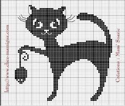 Grille Gratuite Vous Avez Aime Le Premier Chat Noir Voici Une Autre Grille Chats En Points De Croix Animaux De Point De Croix Chat En Point De Croix