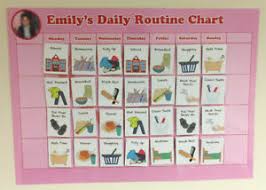 Details About Kids Daily Routine Chart Personalised Hearts Velcro Girls Toddler Autism Adhd