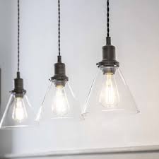 Hoxton Cone Glass Triple Bar Pendant Light In Antique Bronze Jo How Hoxton Cone Glass Triple Ba Bar Pendant Lights Dining Pendant Light Glass Pendant Light