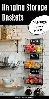 Amazon Com Stylish Kitchen Hanging Fruit And Vegetable Storage Baskets With Chalkboards In 2021 Fruit And Vegetable Storage Hanging Baskets Kitchen Vegetable Storage