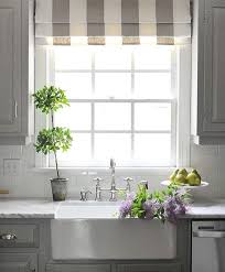 roman shade over a kitchen sink window