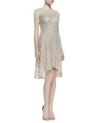 Kay Unger New York Cap Sleeve Metallic Lace High Low Cocktail Dress Rose Gold High Low Cocktail Dress Cocktail Dress Lace Cocktail Dress