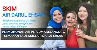 Skim air darul ehsan, adalah skim pemberian air percuma secara lebih bersasar, dengan melibatkan hanya isi rumah di bawah pendapatan rm4000 sahaja yang akan. Skim Air Selangor Online Permohonan Air Percuma Selangor Semakan Sade Skim Air Skim Air Darul Ehsan Adalah Program Penjajaran Semula Pemberian Air Percuma Kepada Kumpulan Sasar Penduduk Negeri