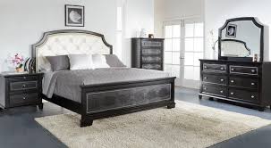 Living room, bedroom, dining room, patio B319 5 Pc Imperial Collection Black Finish Wood And Bonded Leather Tufted Headboard Bedroom Set
