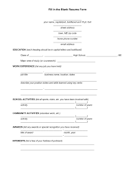 Blank Job Resume Form Free Resume Templates Student Resume Template Resume Form Job Resume