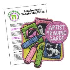 To make your own trading cards, you're going to need paper, a pencil, markers, and scissors. Artist Trading Cards Patch Program Makingfriends