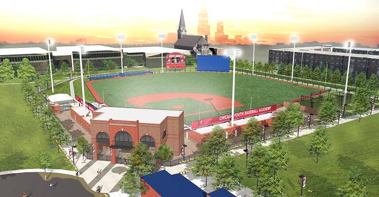 Curtis Granderson Stadium at UIC, built via a historic $5 million personal donation., do AI tạo