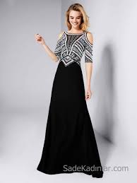 Pronovias 2020 Abiye Elbise Modelleri Siyah Uzun Askili Omuzlar Acik Geometrik Boncuk Islemeli The Dress Aksamustu Giysileri Dantel Elbise