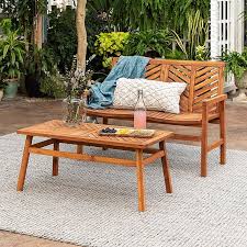 Forest Gate Olive 2 Piece Acacia Patio Chat Set Bed Bath Beyond In 2020 Wood Patio Furniture Comfortable Patio Furniture Modern Patio Furniture