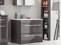 Perfect for a family bathroom or a master bathroom for two. Modern Bathroom Vanity Sink Cabinet Storage Unit 60cm Ceramic Sink Grey Grey Gloss Impact Furniture