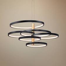 Black And Gold Lighting Fixtures Et2 Hoopla 45 1 4 W Black And Gold 6 Light Led Pendant Light In 2020 Feature Pendant Lights Contemporary Chandelier Modern Hanging Lights