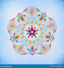 Bunte Mandala auf dem Blau vektor abbildung. Illustration von asiatisch -  72052174
