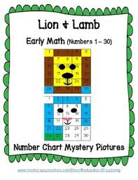 Lion And Lamb Early Math Number Chart Mystery Pictures Numbers 1 30 For March