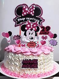 Bolo Com Topper Tema Minnie Tortas Cuadradas Tortas Bonitas Decoracion Minnie