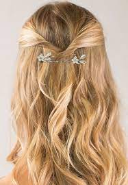 Wedding Half Up Hairstyle Idea With Gorgeous Creamy White Flower Bobby Pins Floressa She Glows In Hair Styles Wedding Hairstyles For Long Hair Half Up Hair