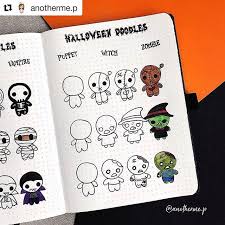 Omgthese Doodles Are So Cute Especially The Zombie Credit To Anotherme P Plann Bullet Journal Halloween Bullet Journal Doodles Halloween Doodle