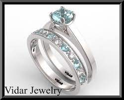 Blue Aquamarine And Diamond Wedding Ring Setblue Engagement Etsy In 2021 Wedding Ring Sets Silver Wedding Rings Men Blue Engagement Ring