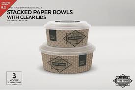 Stacked Paper Bowls Packaging Mockup Food Box Packaging Paper Bowls Packaging Mockup