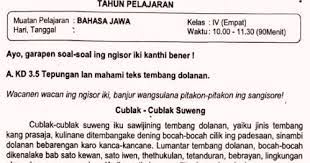 Kurikulum dan silabus bahasa jawa sd/mi kelas ii dinas pendidikan provinsi jawa tengah tahun 2014. Soal Ulangan Bahasa Jawa Kelas 4 Semester 2 K13 Sekolahdasar Net