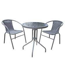 Hampton 2 seat grey rattan bistro set. 3 Piece Rattan Bistro Set Grey Bistro Set Rattan Outdoor Decor