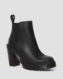 In classic black leather or leopard print, western ankle boots with a block heel, there's a chelsea boot for every outfit. Magdalena Women S Leather Heeled Chelsea Boots Dr Martens Official