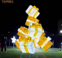 Outdoor Christmas Decorations Giant 3D Giftboxes Motif Light Tree for  Holiday Lighting