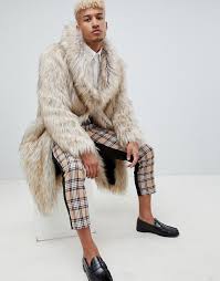 Menswear shuts down the new season with the latest trends and the. Asos Design Oversized Faux Fur Coat In Stone Asos