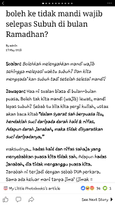 Bukanlah syarat sah berpuasa , seseorang harus suci dari hadats besar atau kecil. Natsyy Nats4242 Twitter