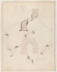 Revolutionary hideaway staircase folds flat against the wall incredible sub compact stair design saves you e unlike ever solutions to stairs part 2 folding scissor steps core77 folding staircase you incredible sub compact stair design saves you e unlike ever bcompact stairs folding ladder version on vimeo. Drawing Plan Development And Elevation For A Spiral Staircase That Turns To The Right March 1886 Objects Collection Of Cooper Hewitt Smithsonian Design Museum