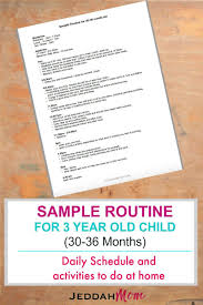 Sample Routine For A 3 Year Old Child 3 Year Old Preschool