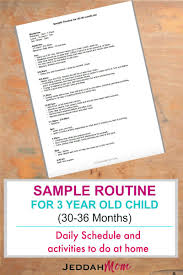 sample routine for a 3 year old child 3 year old preschool