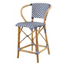 Blue White Rattan Bistro Counter Stool Rattan Bar Stools Counter Stools Leather Bar Stools