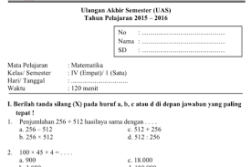 Seribu pena matematika untuk sma/ma kelas xi. Soal Uas Semester 1 Kelas 4 Semua Mata Pelajaran Sekolahdasar Net