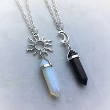Best Friends Sun Moon Crystal Necklaces Crystal Friends Moon Necklaces Sun Bff Jewelry Bff Necklaces Friend Necklaces