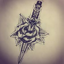 New Traditional Dagger Rose Tattoo Sketch By Ranz Sword And Rose Tattoo Rose And Dagger Tattoo Dagger Tattoo