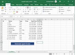Unlock excel vba & macros with leila gharani (microsoft excel mvp . Excel Macro To Generate Database Insert Script Codeproject
