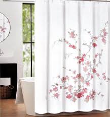 Tahari Luxury Cotton Blend Shower Curtain Printemps Salmon Pink Gray Floral Branches Tahari Home Http W Pink Shower Curtains Tahari Home Blue Shower Curtains