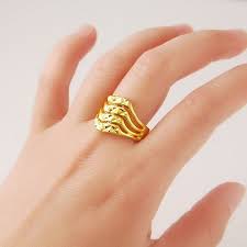 Trendy Jewelry 24k Gold Filled Rings Finger Ring Water Wave Design Rings Yellow Gold Engagement Ring Wedding Rings For Women Wish Gold Finger Rings Gold Ring Designs Ring Designs