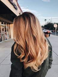 Strawberry Blonde Honey Blonde Balayage On Medium Length Hair With Classic Style Waves Honey Hair Long Hair Styles Hair Lengths