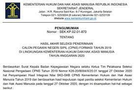 Ini sangat kental dengan kepentingan sepihak, dan melanggar. Kemenkumham Rilis Hasil Akhir Seleksi Cpns 2019 Ini Informasi Lengkapnya Halaman All Kompas Com