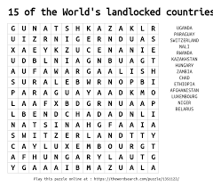 download word search on 15 of the world s landlocked countries