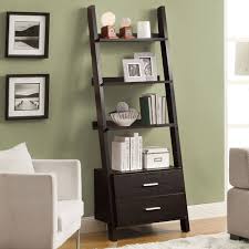 Bookshelf table with drawer, black walnut. Monarch 4 Shelf Ladder Bookcase W 2 Storage Drawers Cappuccino Walmart Com Walmart Com