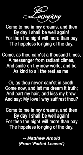 Longing Matthew Arnold Oh How I Long For Something And I Dont Even Know Poems Words Victorian Poetry