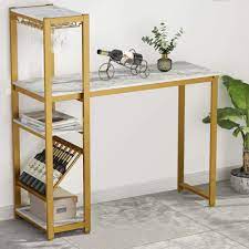 Boraam beau metal pub table. Counter Height Breakfast Bar Dining Table With Faux Marble Top For Living Room Kitchen Dining Room Tribesigns Modern Pub Table With Wine Rack And Glass Hanger Bar Tables Bars Wine Cabinets