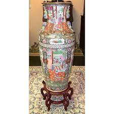 20c Chinese Cantonese Rose Medallion Famille Rose Gilted Floor Vase Floor Vase Large Floor Vase Vase