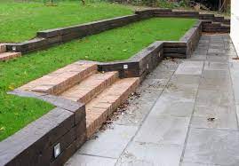 Marc S Retaining Wall With Used Dutch Oak Railway Sleepers Sleeper Retaining Wall Retaining Wall Railway Sleepers