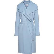 Vince Face Drape Neck Light Blue Wool Mix Coat With Double Collar 840 Liked On Polyvore Featuring Oute Light Blue Coat Asymmetrical Coat Clothes Design