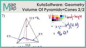Volume of pyramids worksheets tutoringhour volume of a pyramid worksheets kick start your practice and find the volume of pyramids with this bunch of printable worksheets that features a wide range of right pyramids having triangular or rectangular bases the length and width of the rectangular. Kutasoftware Geometry Volume Of Pyramids And Cones Part 1 Youtube