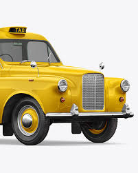 Download Retro Cab Car Mockup Half Side View In Vehicle Mockups On Yellow Images Object Mockups PSD Mockup Templates