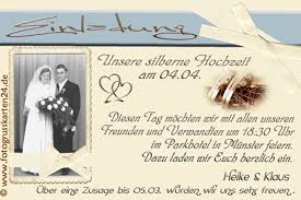 Die silberne hochzeit (= der 25. Einladungen Silberhochzeit Mit Ihren Fotos Wunschtext Gestaltet